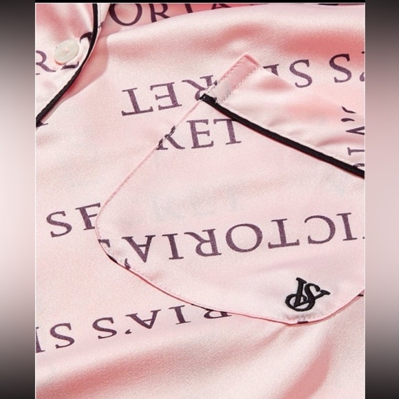 Victoria ’s secret satin long sleeve pj’s set pink signature logo XXL - Picture 5 of 8
